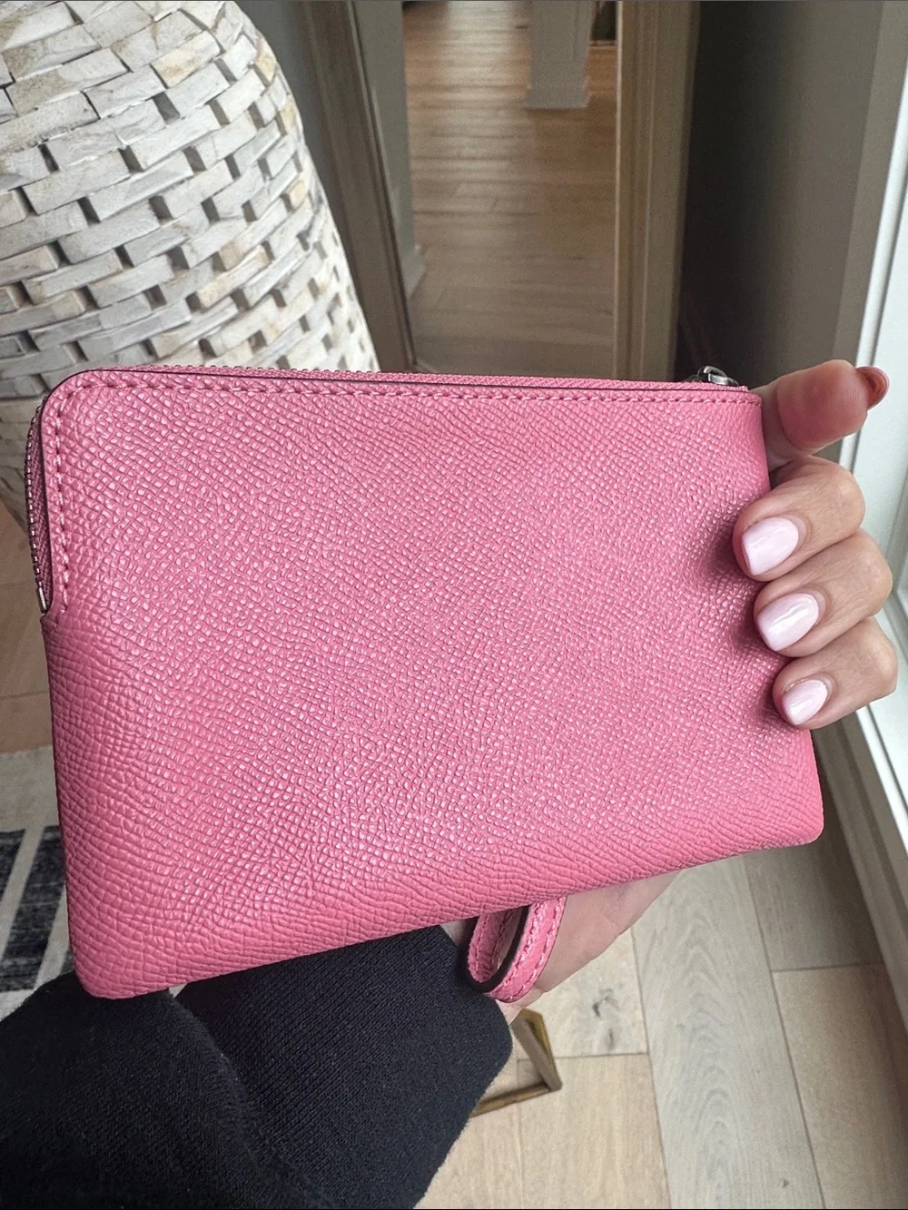 Coach Pink Leather Zip Wristlet Clutch